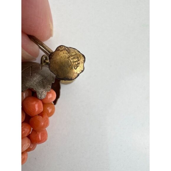 Antique Victorian Red Coral Grape Cluster Earrings Dangling Screw Back Jewelry - Picture 4 of 7